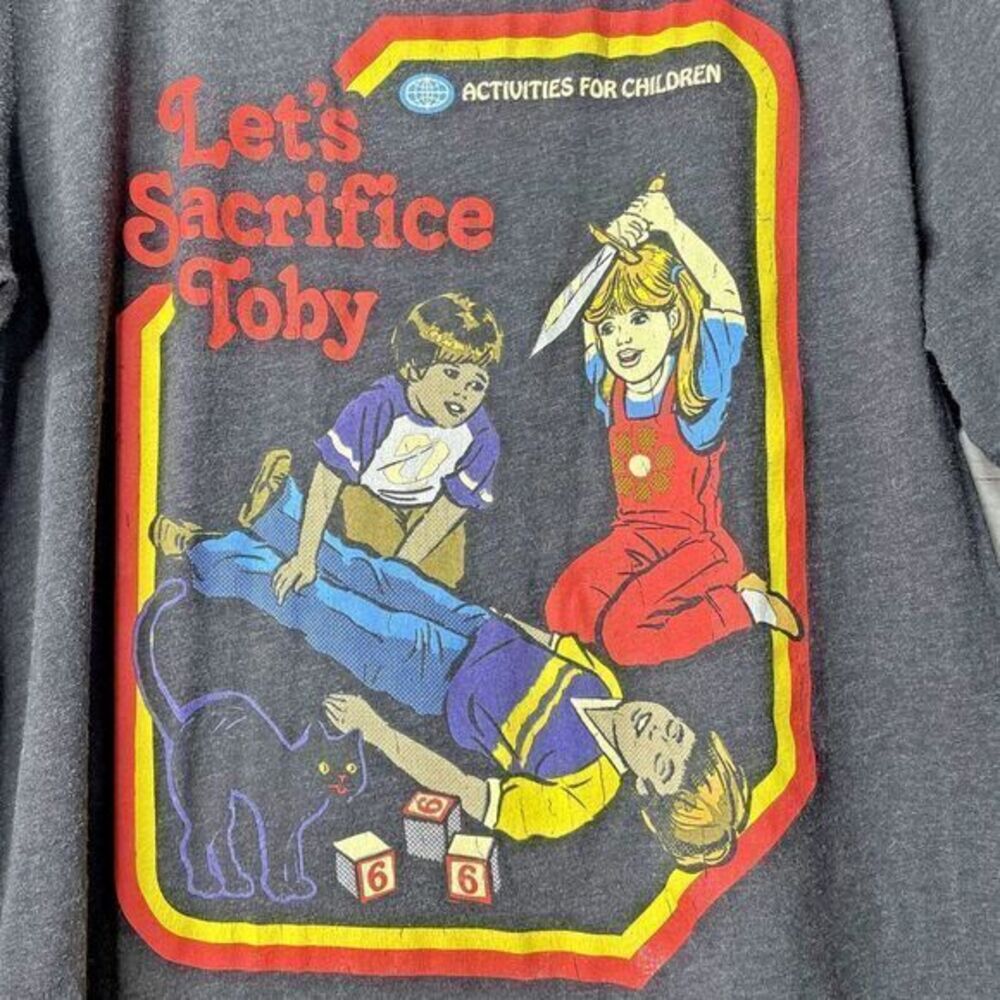 Halloween T-shirt Let's Sacrifice Toby Scary Kids Black Cat Men's‎ size Large